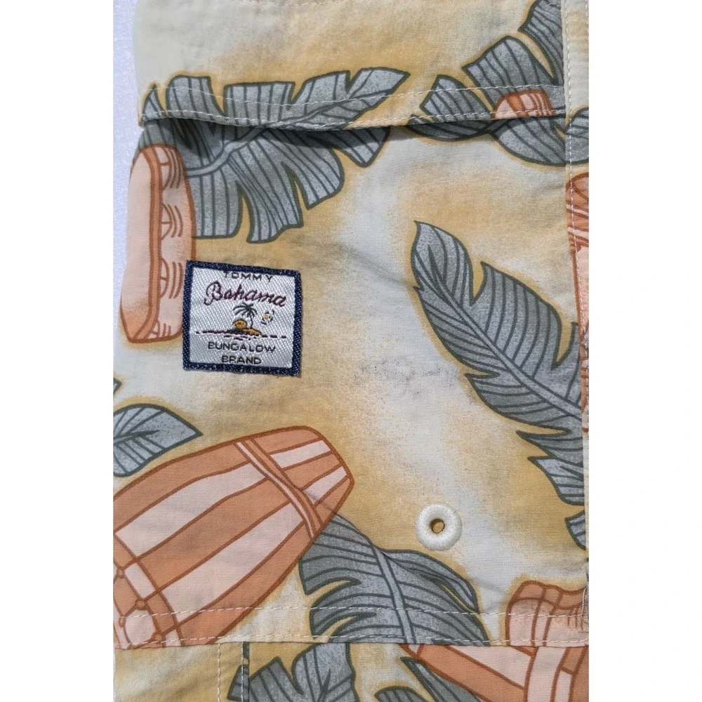 Tommy Bahama Men's Swim Trunks, Tropical Palm Leaf & Drum Print, Size L